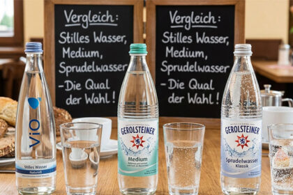 مقارنة بين أنواع المياه في ألمانيا (Stilles Wasser, Medium, Sprudelwasser)
