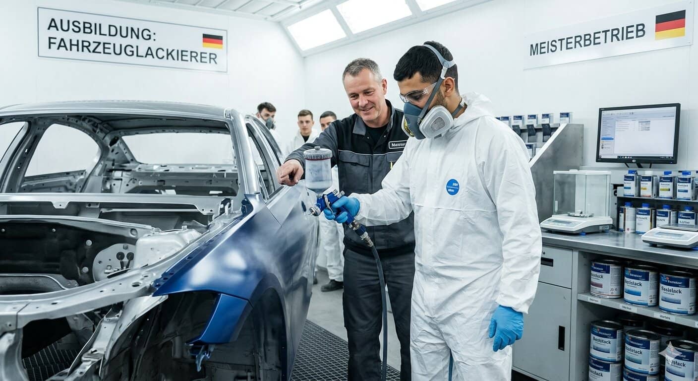 دليل الأوسبيلدونغ: التدريب المهني لطلاء السيارات في ألمانيا 2026