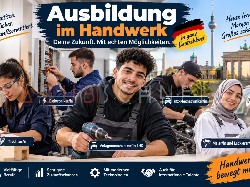 أفضل Ausbildung في مجال Handwerk في ألمانيا 2026/2027: تخصصات مطلوبة وفرص قوية للأجانب
